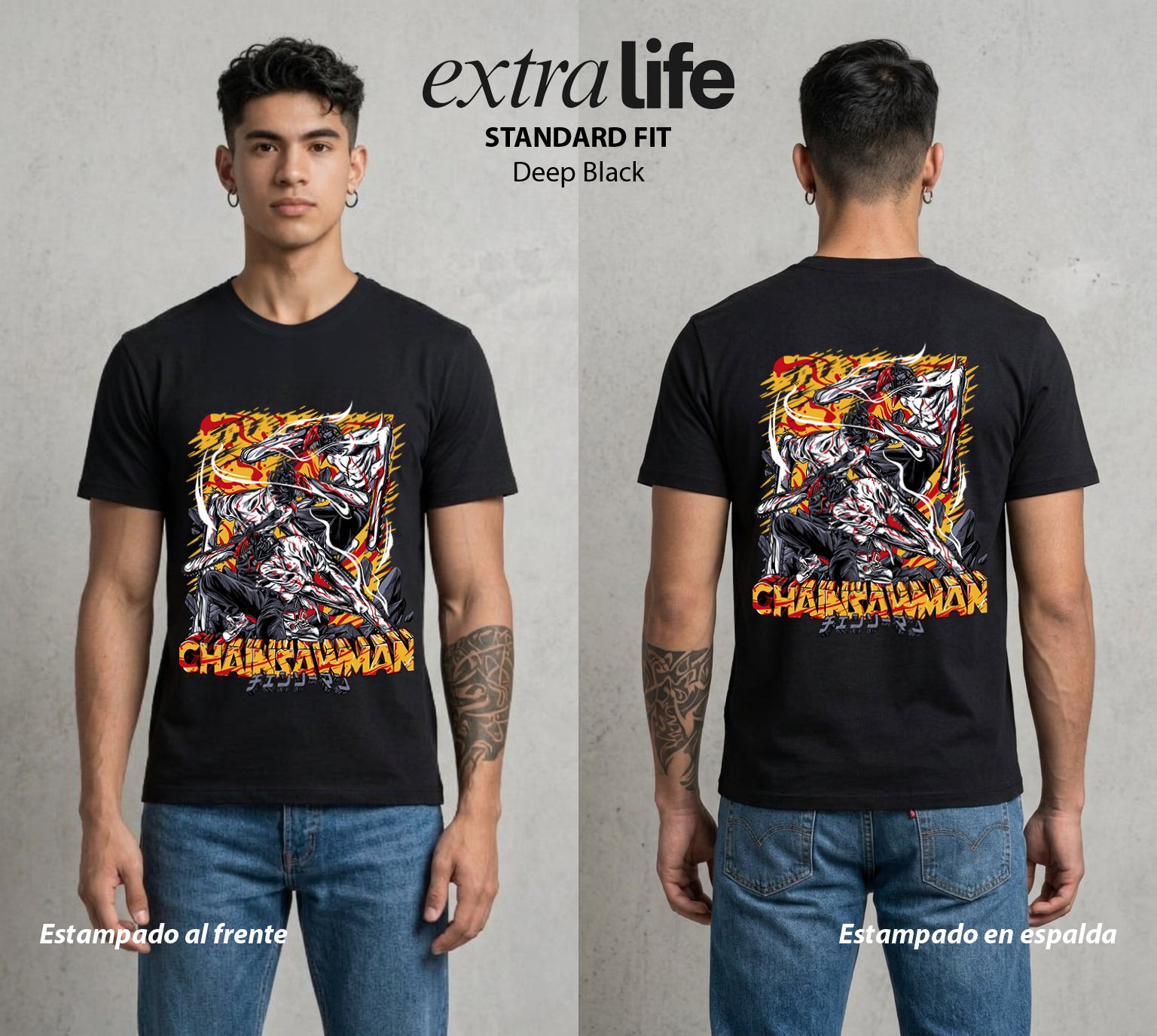 El Contrato Infernal | La Motosierra Infernal #00431 - Playera Standard Fit | Deep Black - Foto en modelo
