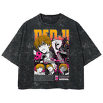 Playera streetwear premium de anime y gaming ExtraLife MX, corte boxy deluxe mineral wash heavyweight en color Acid Wash, moda urbana mexicana de culto.