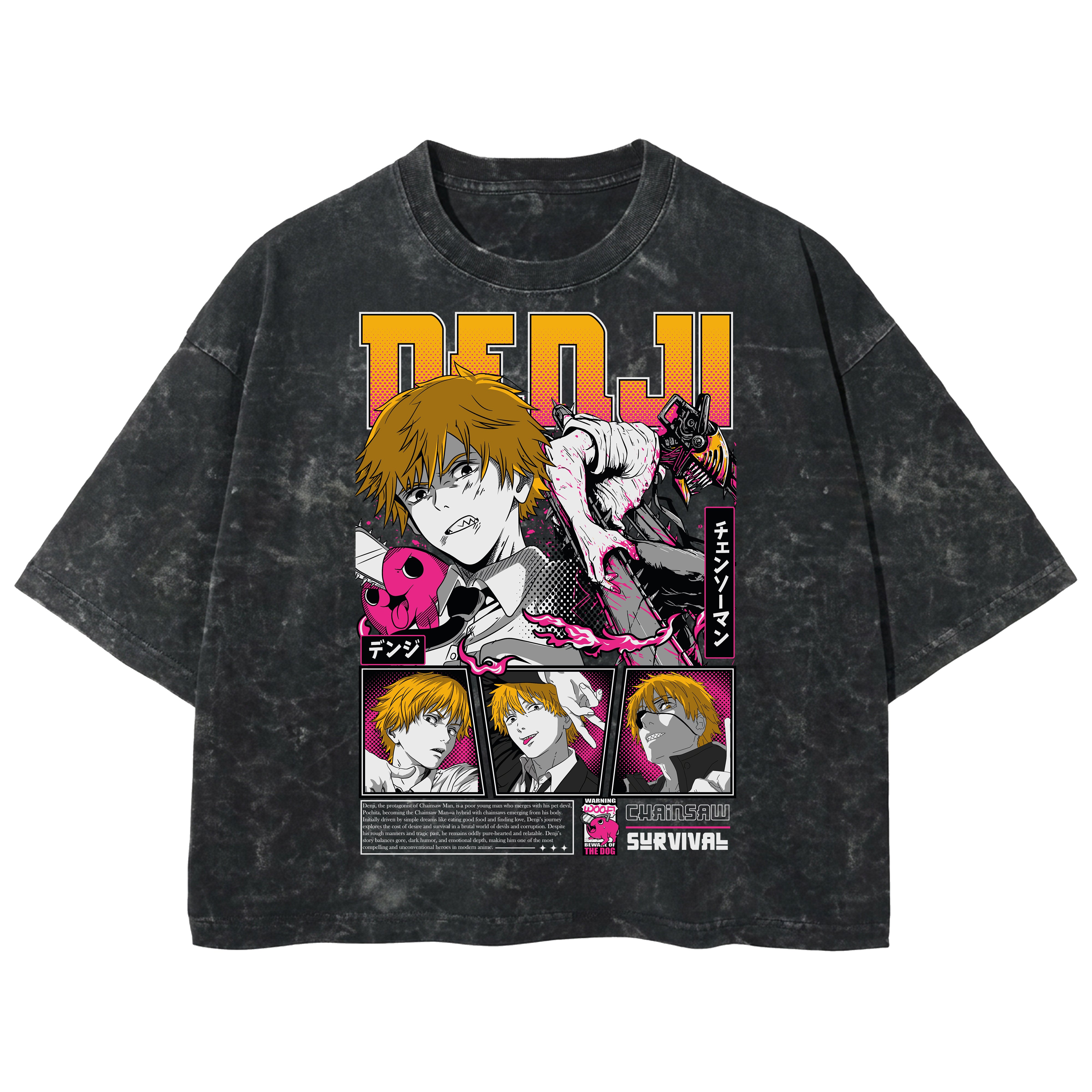 Playera streetwear premium de anime y gaming ExtraLife MX, corte boxy deluxe mineral wash heavyweight en color Acid Wash, moda urbana mexicana de culto.