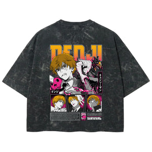 Playera streetwear premium de anime y gaming ExtraLife MX, corte boxy deluxe mineral wash heavyweight en color Acid Wash, moda urbana mexicana de culto.