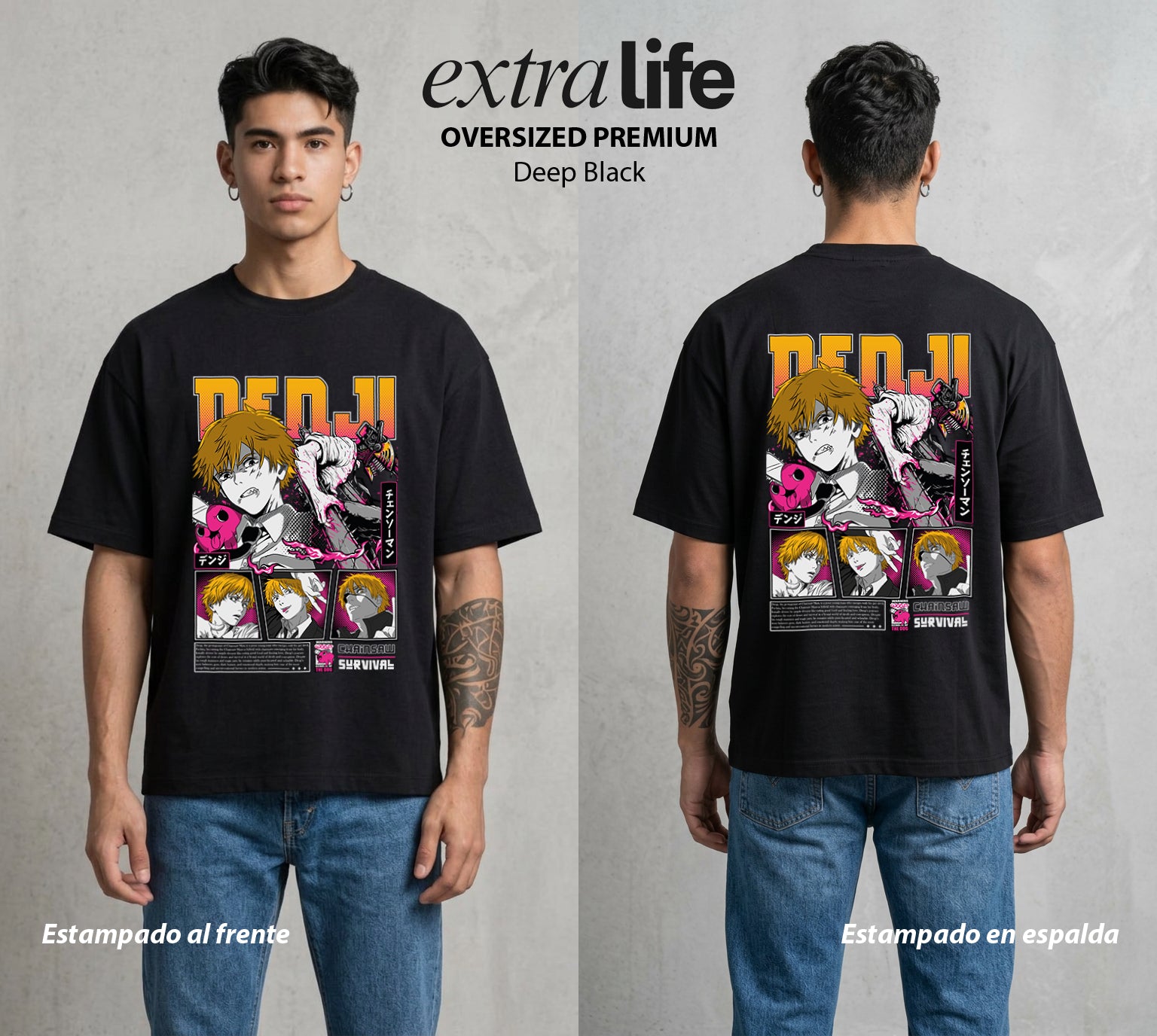 El Contrato Infernal | El Arte del Abismo #00432 - Playera Oversized Premium | Deep Black - Foto en modelo