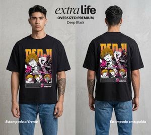 El Contrato Infernal | El Arte del Abismo #00432 - Playera Oversized Premium | Deep Black - Foto en modelo