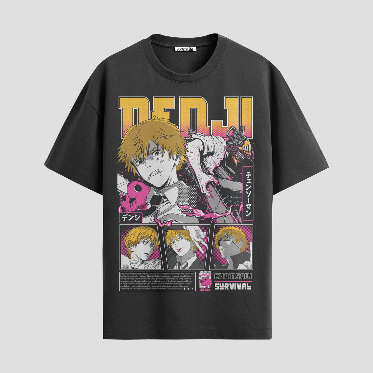 Playera urbana de anime y gaming ExtraLife MX, corte Classic Premium unisex ligero y transpirable en color Deep Black y Pure White, ropa de uso diario para gym y casual.