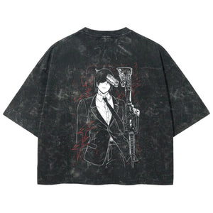Playera streetwear premium de anime y gaming ExtraLife MX, corte boxy deluxe mineral wash heavyweight en color Acid Wash, moda urbana mexicana de culto.