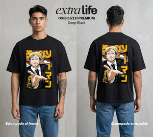 El Contrato Infernal | El Entrenador del Caos #00437 - Playera Oversized Premium | Deep Black - Foto en modelo