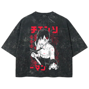 Playera streetwear premium de anime y gaming ExtraLife MX, corte boxy deluxe mineral wash heavyweight en color Acid Wash, moda urbana mexicana de culto.