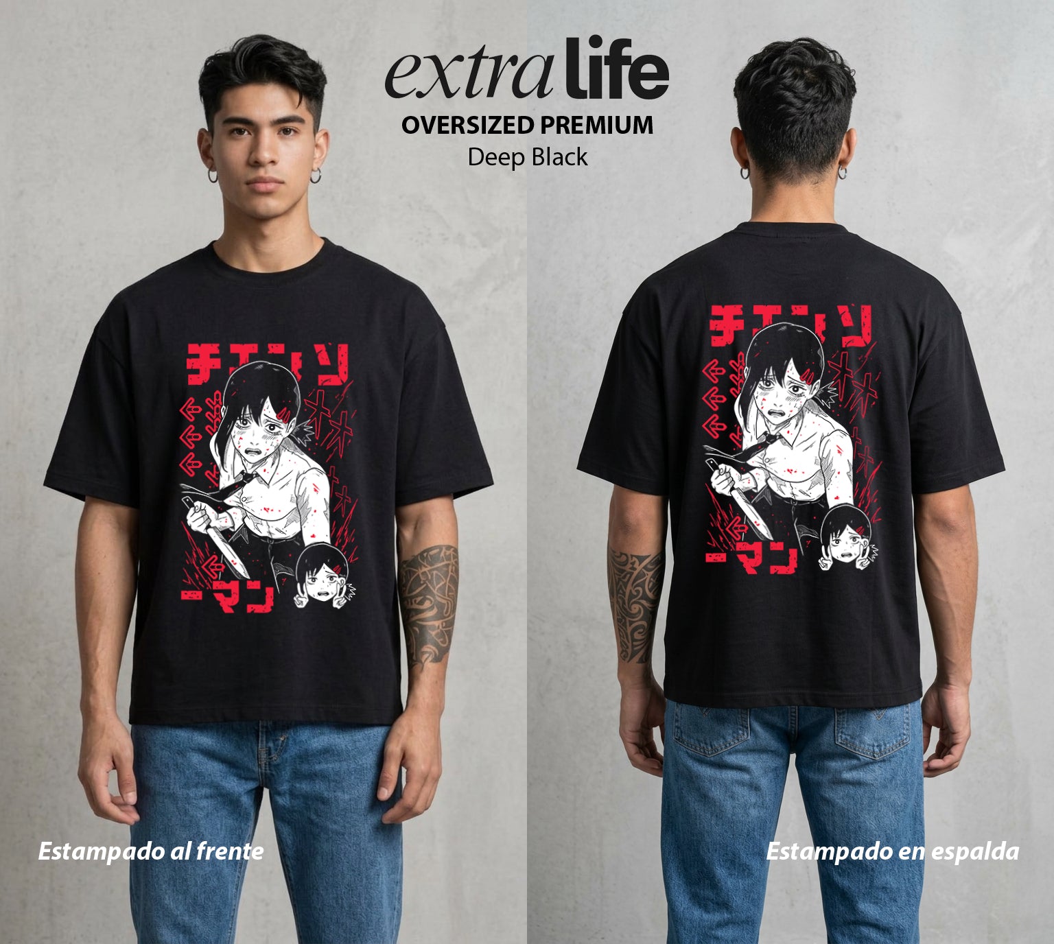 El Contrato Infernal | La Bailarina del Peligro #00438 - Playera Oversized Premium | Deep Black - Foto en modelo