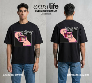 El Contrato Infernal | El Control Absoluto #00439 - Playera Oversized Premium | Deep Black - Foto en modelo