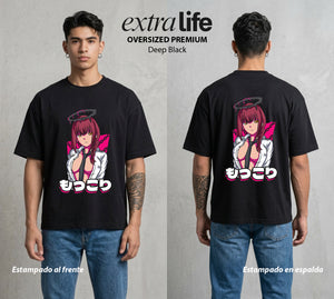 El Contrato Infernal | Las Cadenas del Amor #00440 - Playera Oversized Premium | Deep Black - Foto en modelo