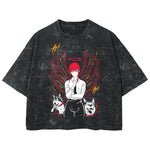 Playera streetwear premium de anime y gaming ExtraLife MX, corte boxy deluxe mineral wash heavyweight en color Acid Wash, moda urbana mexicana de culto.