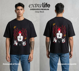 El Contrato Infernal | El Amor Controlado #00444 - Playera Oversized Premium | Deep Black - Foto en modelo