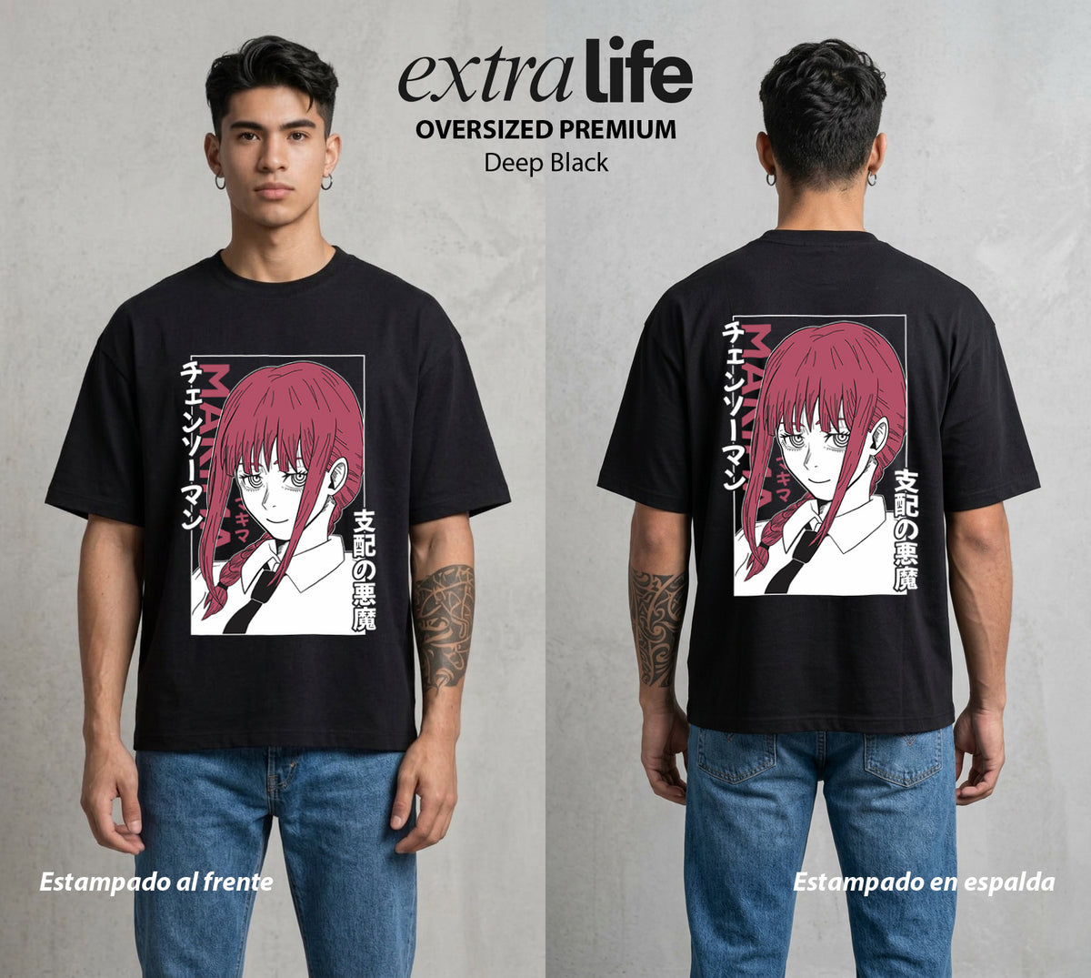 El Contrato Infernal | Las Cadenas del Amor #00447 - Playera Oversized Premium | Deep Black - Foto en modelo