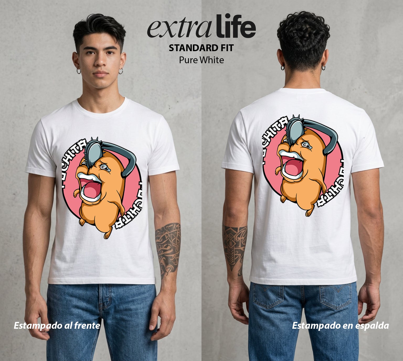El Contrato Infernal | El Cachorro de Sierra #00449 - Playera Standard Fit | Pure White - Foto en modelo