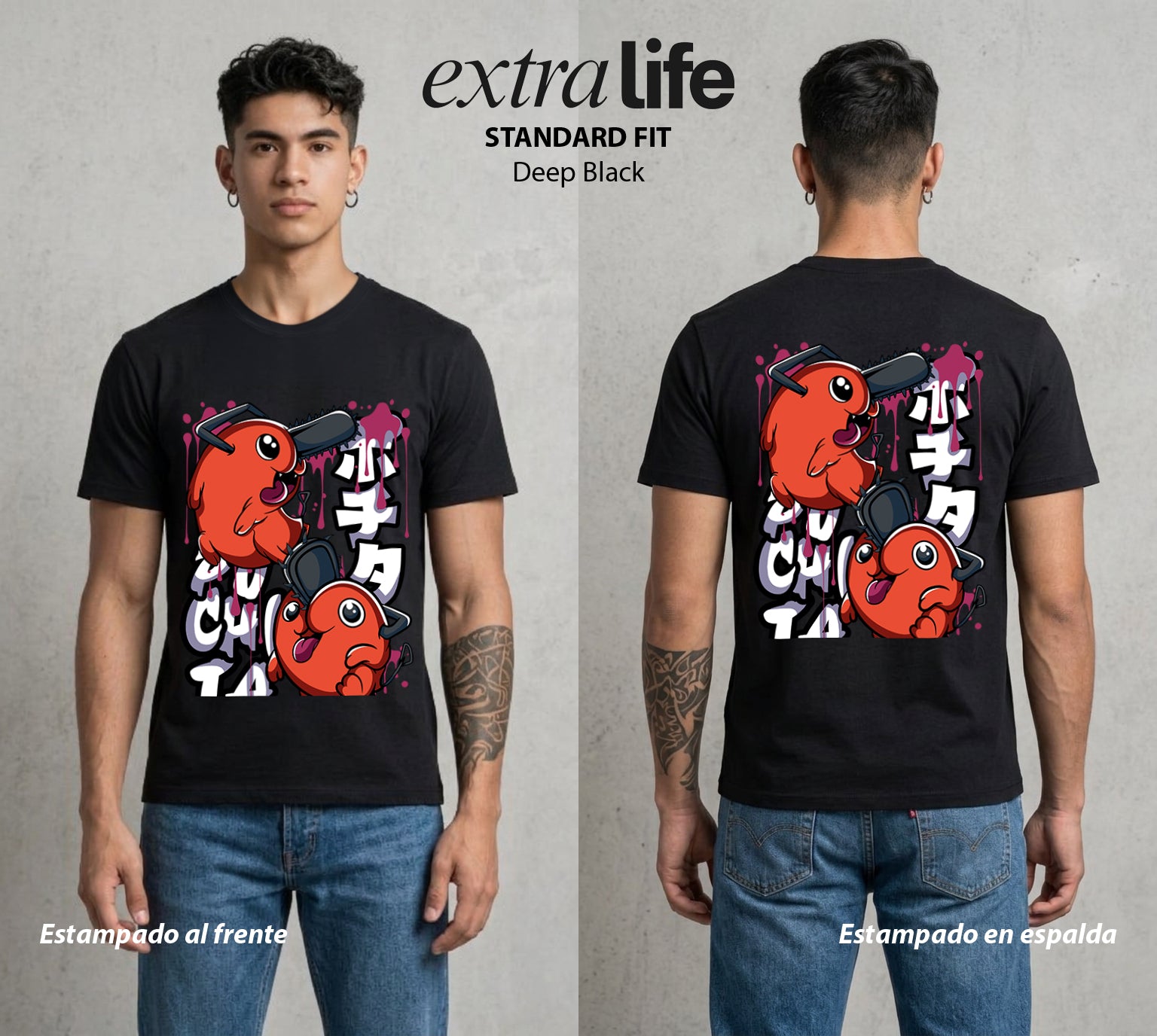 El Contrato Infernal | El Corazon del Cazador #00450 - Playera Standard Fit | Deep Black - Foto en modelo