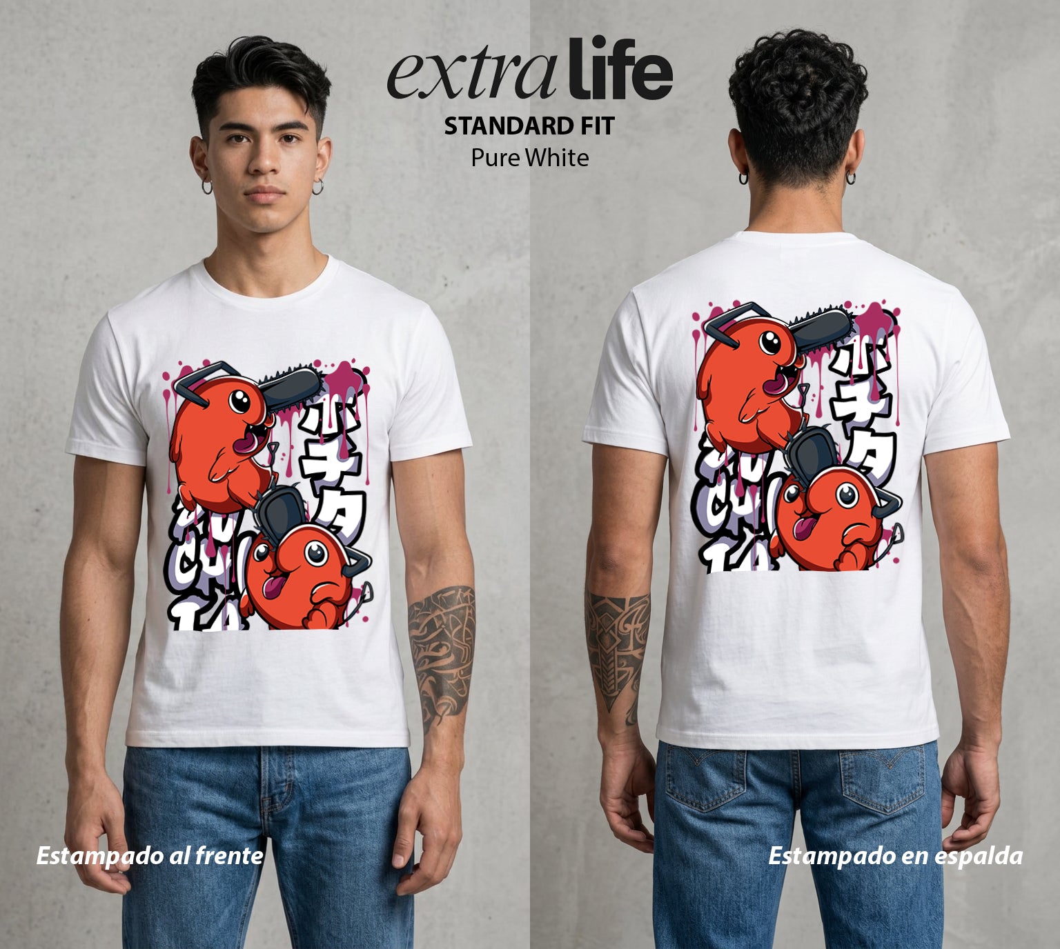 El Contrato Infernal | El Corazon del Cazador #00450 - Playera Standard Fit | Pure White - Foto en modelo
