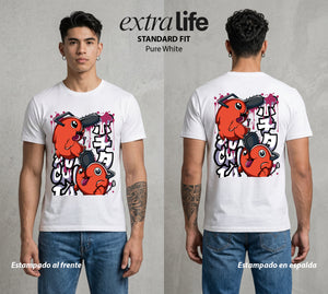 El Contrato Infernal | El Corazon del Cazador #00450 - Playera Standard Fit | Pure White - Foto en modelo