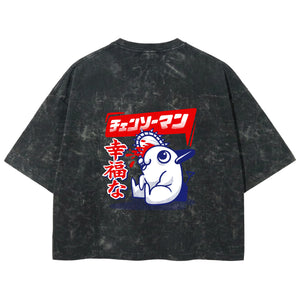 Playera streetwear premium de anime y gaming ExtraLife MX, corte boxy deluxe mineral wash heavyweight en color Acid Wash, moda urbana mexicana de culto.