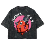 Playera streetwear premium de anime y gaming ExtraLife MX, corte boxy deluxe mineral wash heavyweight en color Acid Wash, moda urbana mexicana de culto.
