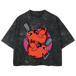 Playera streetwear premium de anime y gaming ExtraLife MX, corte boxy deluxe mineral wash heavyweight en color Acid Wash, moda urbana mexicana de culto.