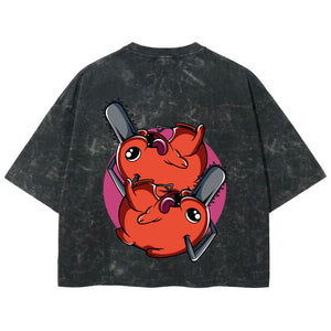 Playera streetwear premium de anime y gaming ExtraLife MX, corte boxy deluxe mineral wash heavyweight en color Acid Wash, moda urbana mexicana de culto.