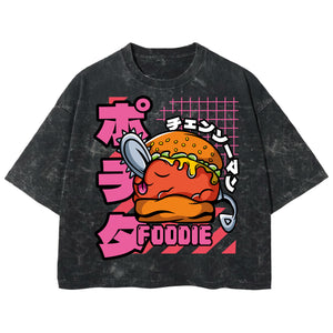 Playera streetwear premium de anime y gaming ExtraLife MX, corte boxy deluxe mineral wash heavyweight en color Acid Wash, moda urbana mexicana de culto.