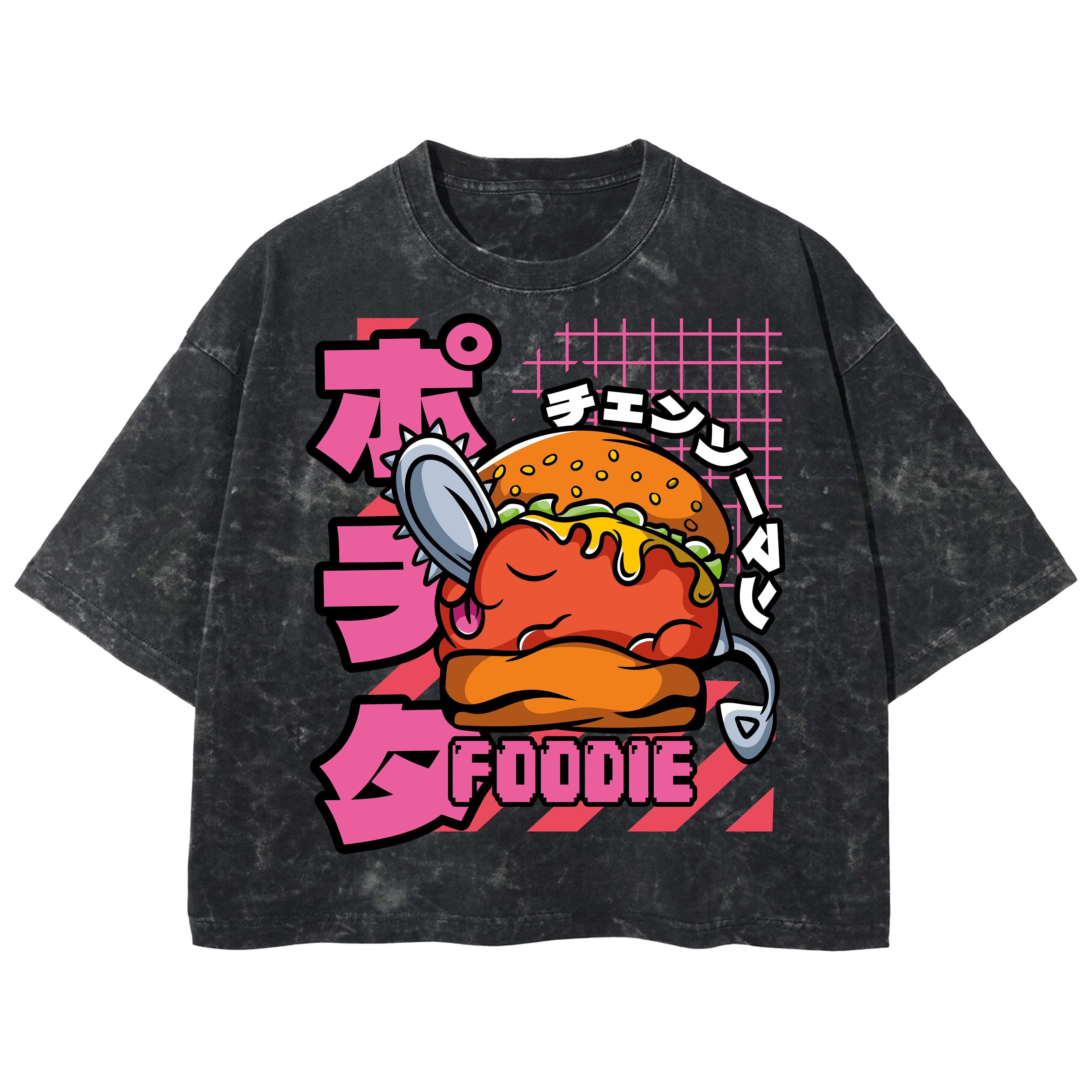 Playera streetwear premium de anime y gaming ExtraLife MX, corte boxy deluxe mineral wash heavyweight en color Acid Wash, moda urbana mexicana de culto.