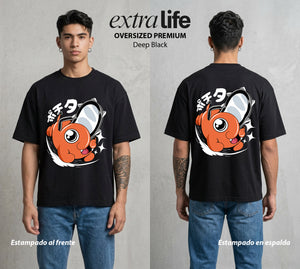 El Contrato Infernal | El Cachorro de Sierra #00459 - Playera Oversized Premium | Deep Black - Foto en modelo
