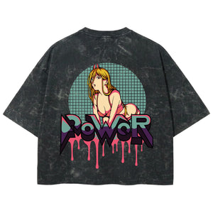 Playera streetwear premium de anime y gaming ExtraLife MX, corte boxy deluxe mineral wash heavyweight en color Acid Wash, moda urbana mexicana de culto.