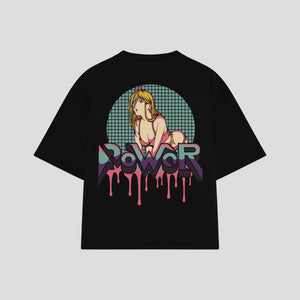Playera streetwear premium de anime y gaming ExtraLife MX, corte oversized drop shoulder ligero y fresco en color Deep Black y Off-White, moda urbana mexicana de culto.