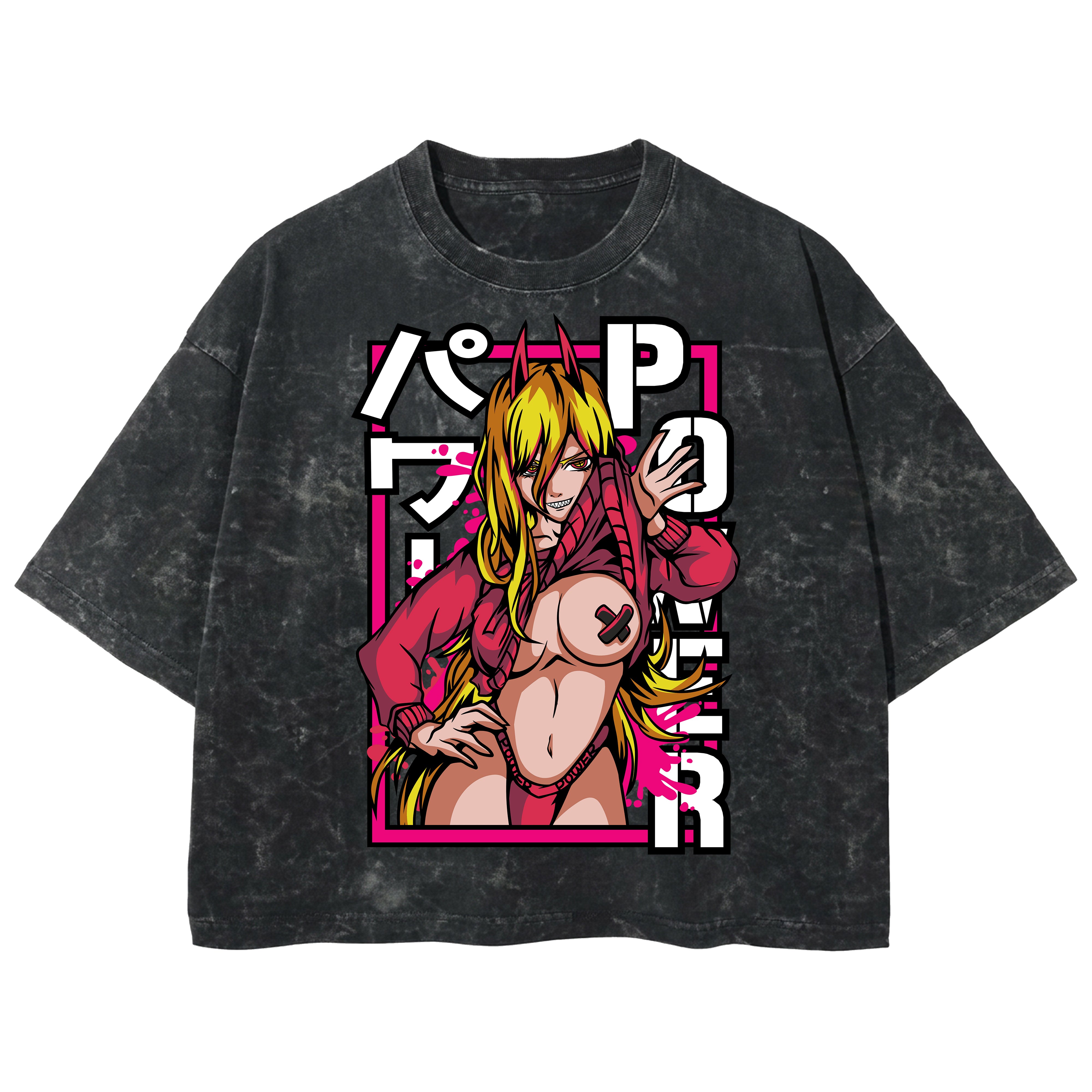 Playera streetwear premium de anime y gaming ExtraLife MX, corte boxy deluxe mineral wash heavyweight en color Acid Wash, moda urbana mexicana de culto.
