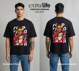 El Contrato Infernal | La Demoníaca del Equipo #00464 - Playera Oversized Premium | Deep Black - Foto en modelo