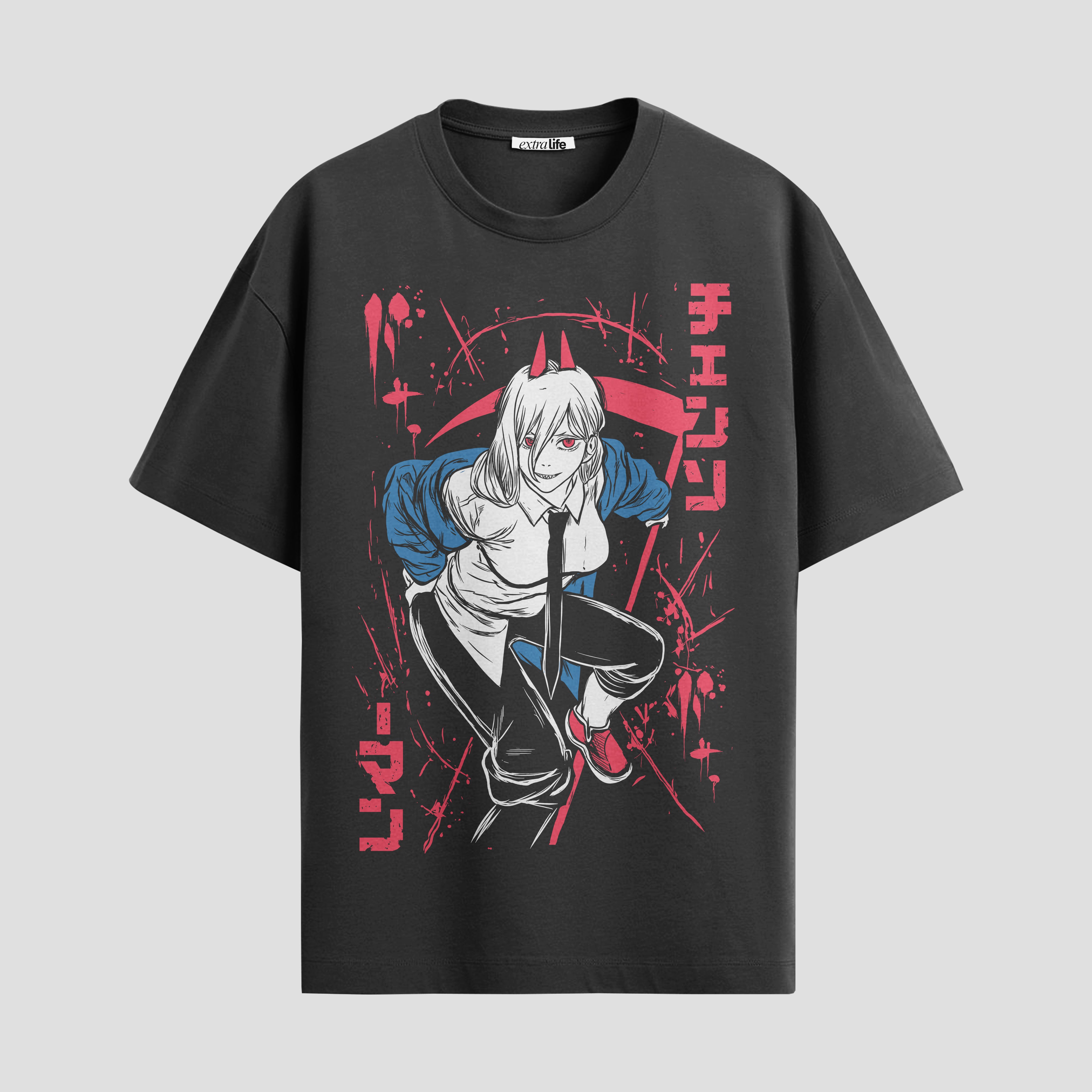 Playera urbana de anime y gaming ExtraLife MX, corte Standard Fit unisex ligero y transpirable en color Deep Black y Pure White, ropa de uso diario para gym y casual.