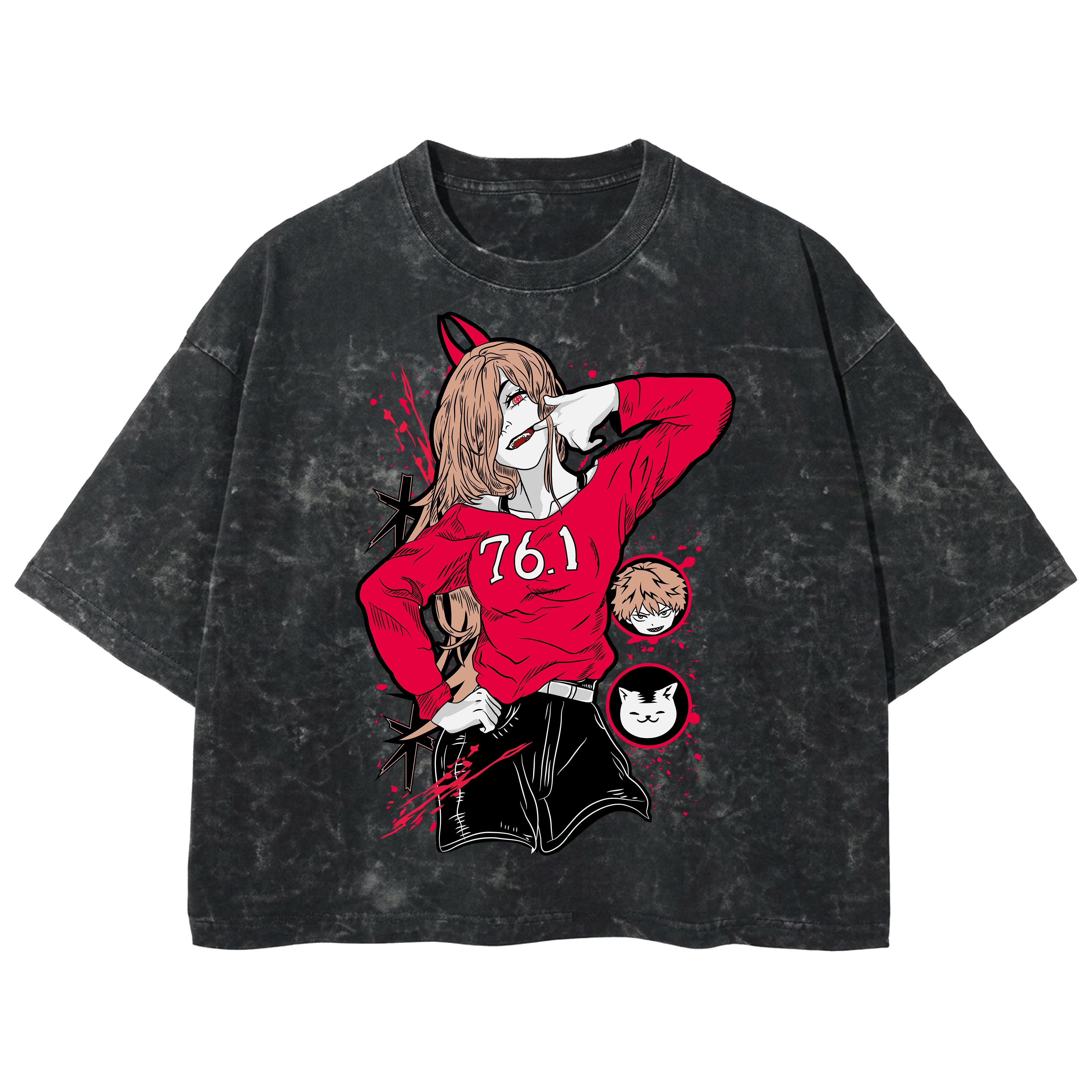 Playera streetwear premium de anime y gaming ExtraLife MX, corte boxy deluxe mineral wash heavyweight en color Acid Wash, moda urbana mexicana de culto.
