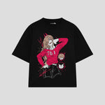 Playera streetwear premium de anime y gaming ExtraLife MX, corte oversized drop shoulder ligero y fresco en color Deep Black y Off-White, moda urbana mexicana de culto.