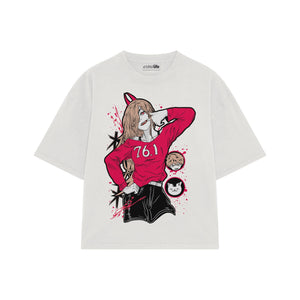 Playera streetwear premium de anime y gaming ExtraLife MX, corte oversized drop shoulder ligero y fresco en color Deep Black y Off-White, moda urbana mexicana de culto.