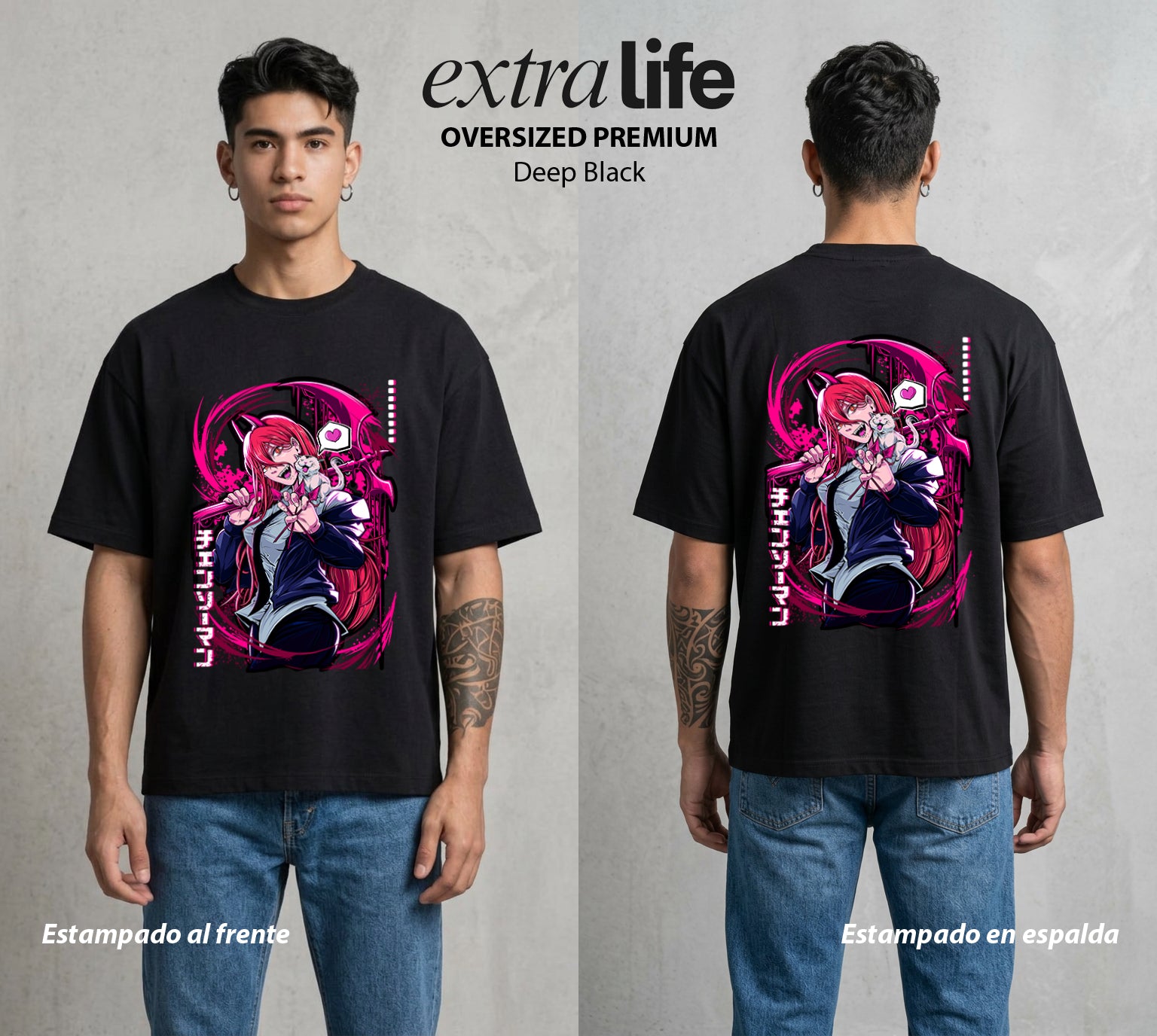 El Contrato Infernal | La Chica de la Sangre #00468 - Playera Oversized Premium | Deep Black - Foto en modelo