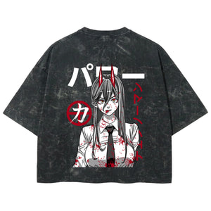 Playera streetwear premium de anime y gaming ExtraLife MX, corte boxy deluxe mineral wash heavyweight en color Acid Wash, moda urbana mexicana de culto.
