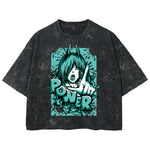 Playera streetwear premium de anime y gaming ExtraLife MX, corte boxy deluxe mineral wash heavyweight en color Acid Wash, moda urbana mexicana de culto.