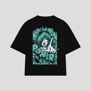 Playera streetwear premium de anime y gaming ExtraLife MX, corte oversized drop shoulder ligero y fresco en color Deep Black y Off-White, moda urbana mexicana de culto.