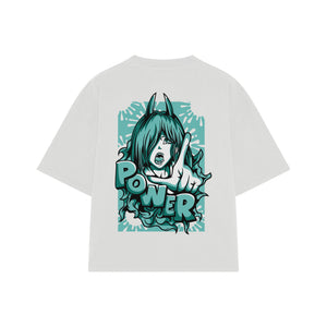 Playera streetwear premium de anime y gaming ExtraLife MX, corte oversized drop shoulder ligero y fresco en color Deep Black y Off-White, moda urbana mexicana de culto.