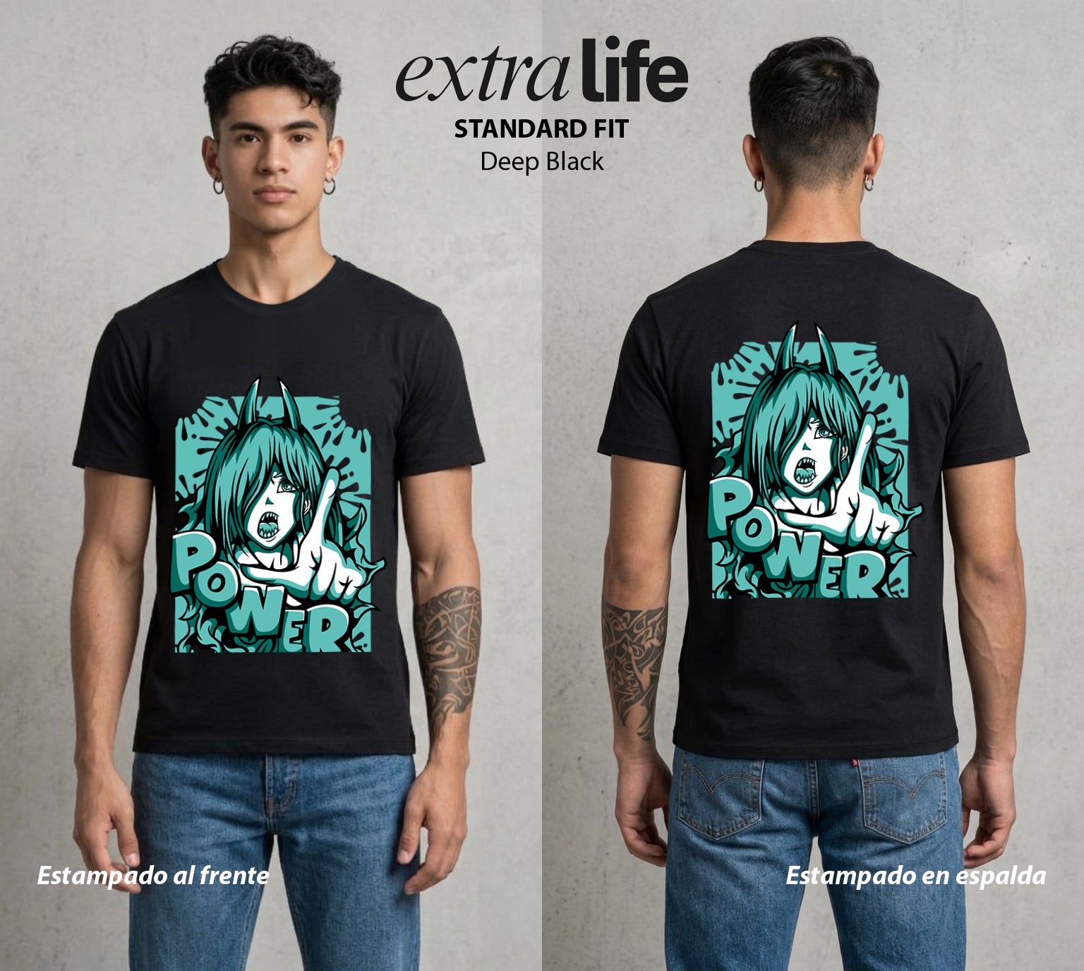 El Contrato Infernal | El Caos de Sangre #00471 - Playera Standard Fit | Deep Black - Foto en modelo