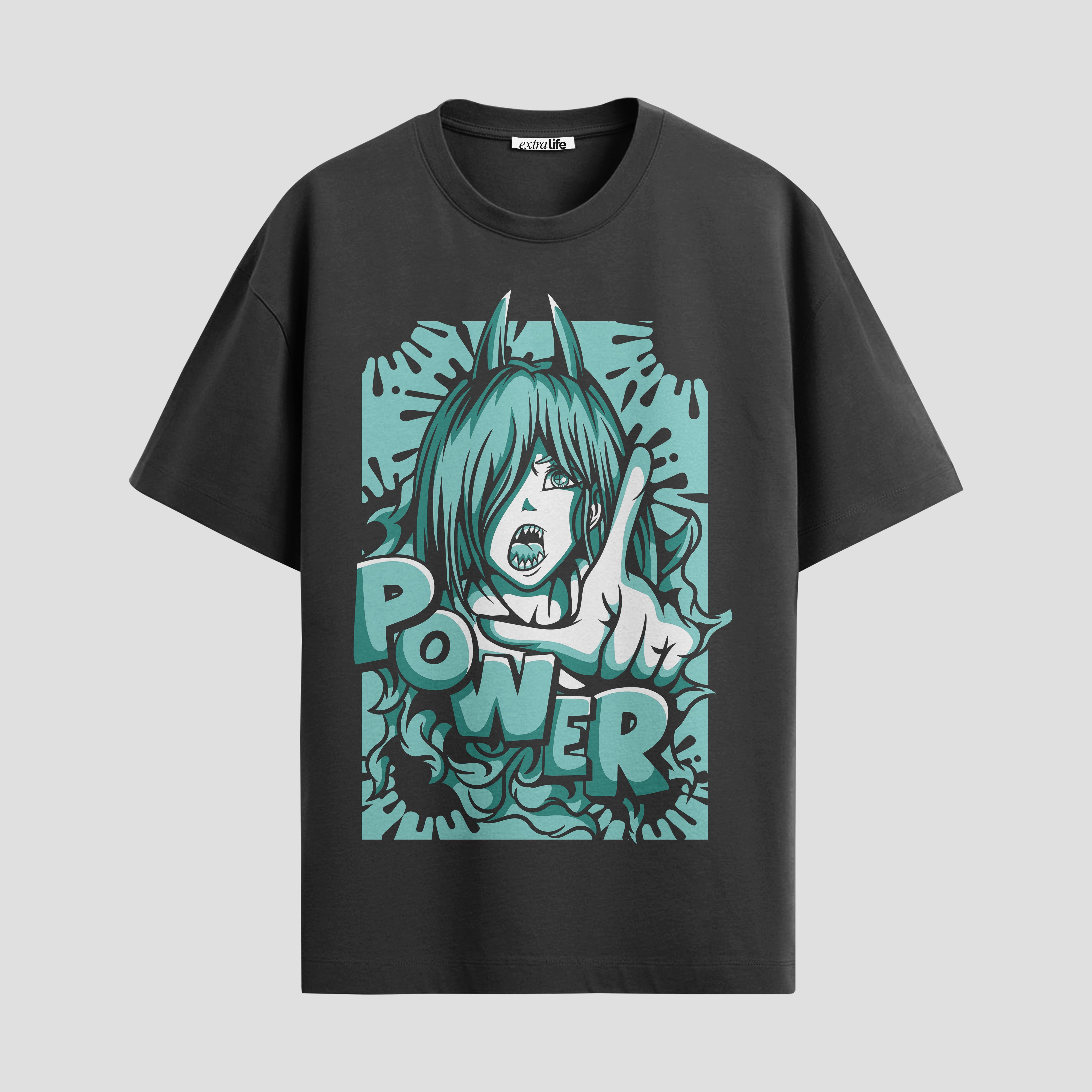Playera urbana de anime y gaming ExtraLife MX, corte Standard Fit unisex ligero y transpirable en color Deep Black y Pure White, ropa de uso diario para gym y casual.
