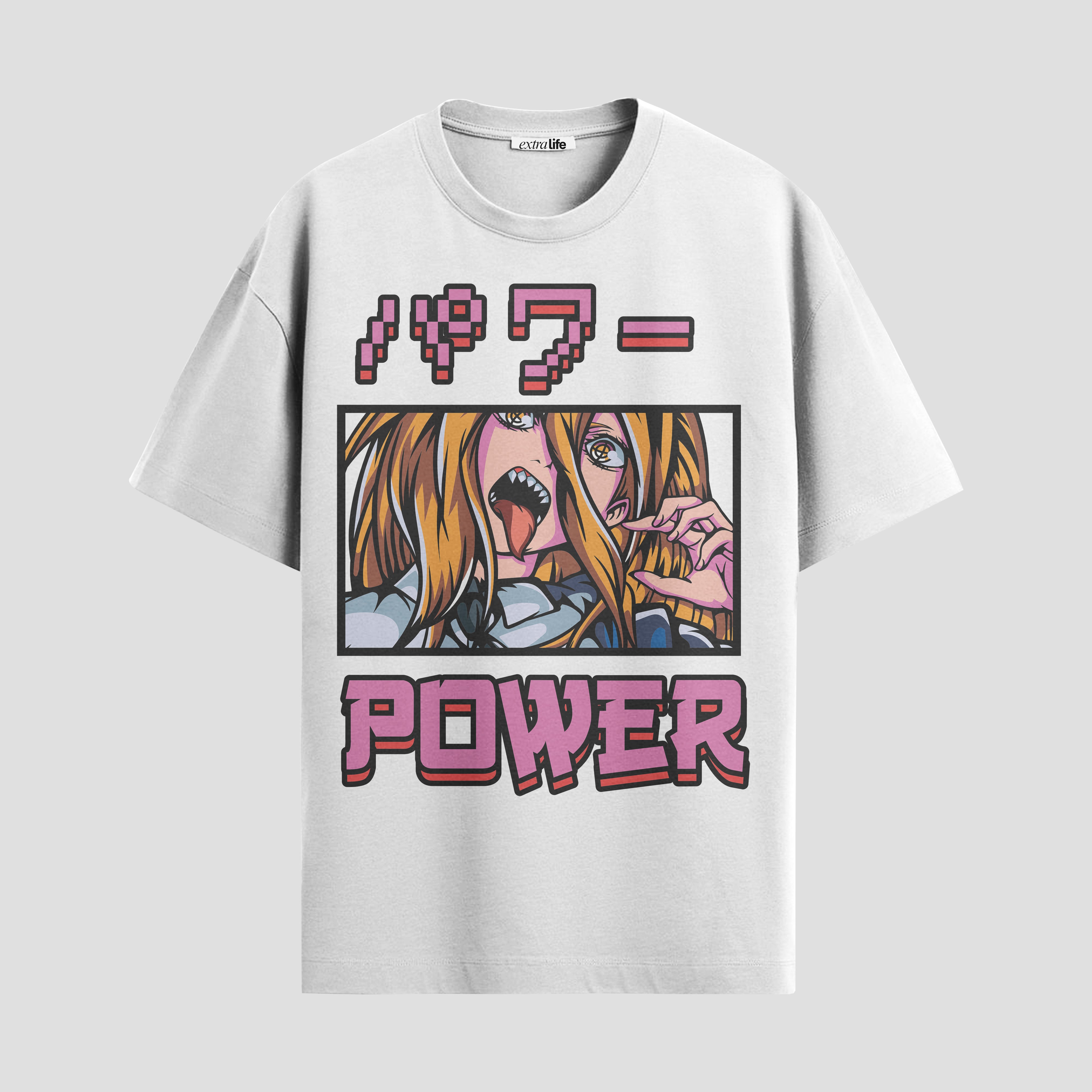 Playera urbana de anime y gaming ExtraLife MX, corte Standard Fit unisex ligero y transpirable en color Deep Black y Pure White, ropa de uso diario para gym y casual.
