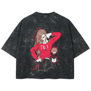 Playera streetwear premium de anime y gaming ExtraLife MX, corte boxy deluxe mineral wash heavyweight en color Acid Wash, moda urbana mexicana de culto.