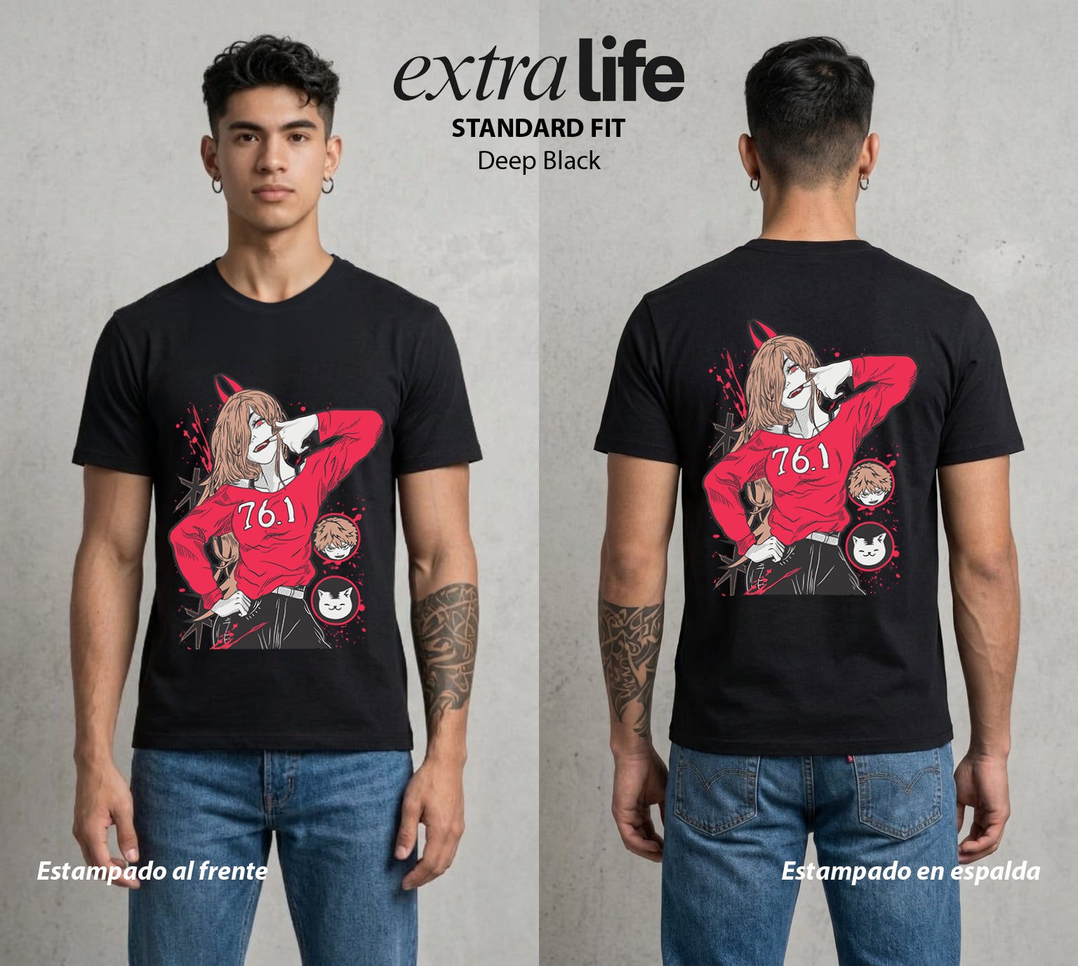 El Contrato Infernal | El Caos de Sangre #00477 - Playera Standard Fit | Deep Black - Foto en modelo