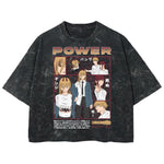 Playera streetwear premium de anime y gaming ExtraLife MX, corte boxy deluxe mineral wash heavyweight en color Acid Wash, moda urbana mexicana de culto.