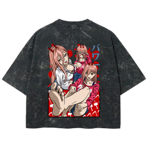 Playera streetwear premium de anime y gaming ExtraLife MX, corte boxy deluxe mineral wash heavyweight en color Acid Wash, moda urbana mexicana de culto.