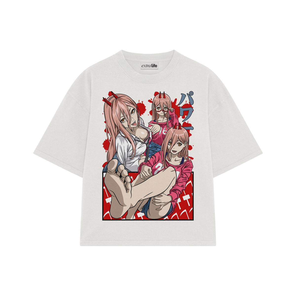 Playera streetwear premium de anime y gaming ExtraLife MX, corte oversized drop shoulder ligero y fresco en color Deep Black y Off-White, moda urbana mexicana de culto.