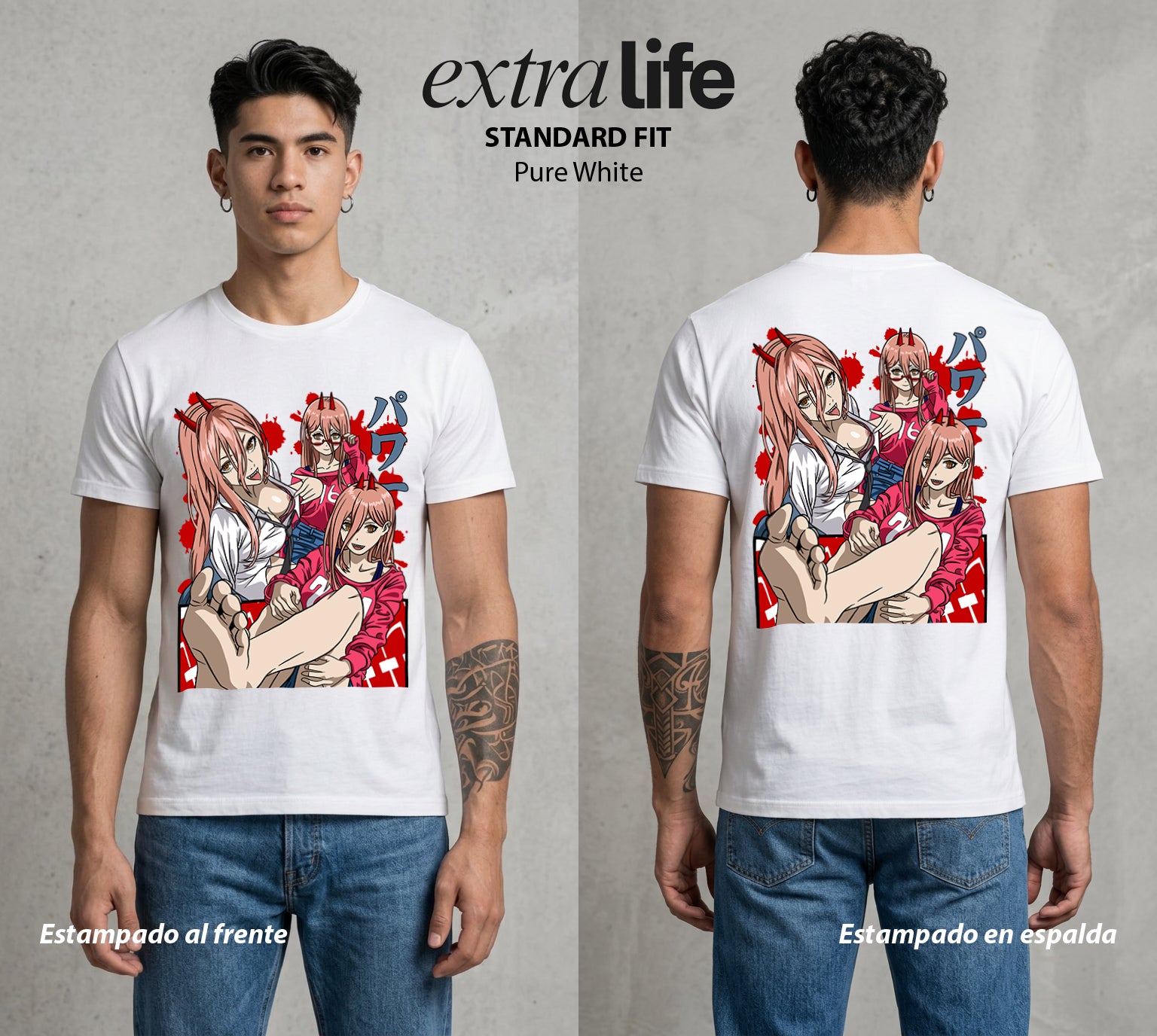 El Contrato Infernal | La Sangre del Diablo #00482 - Playera Standard Fit | Pure White - Foto en modelo