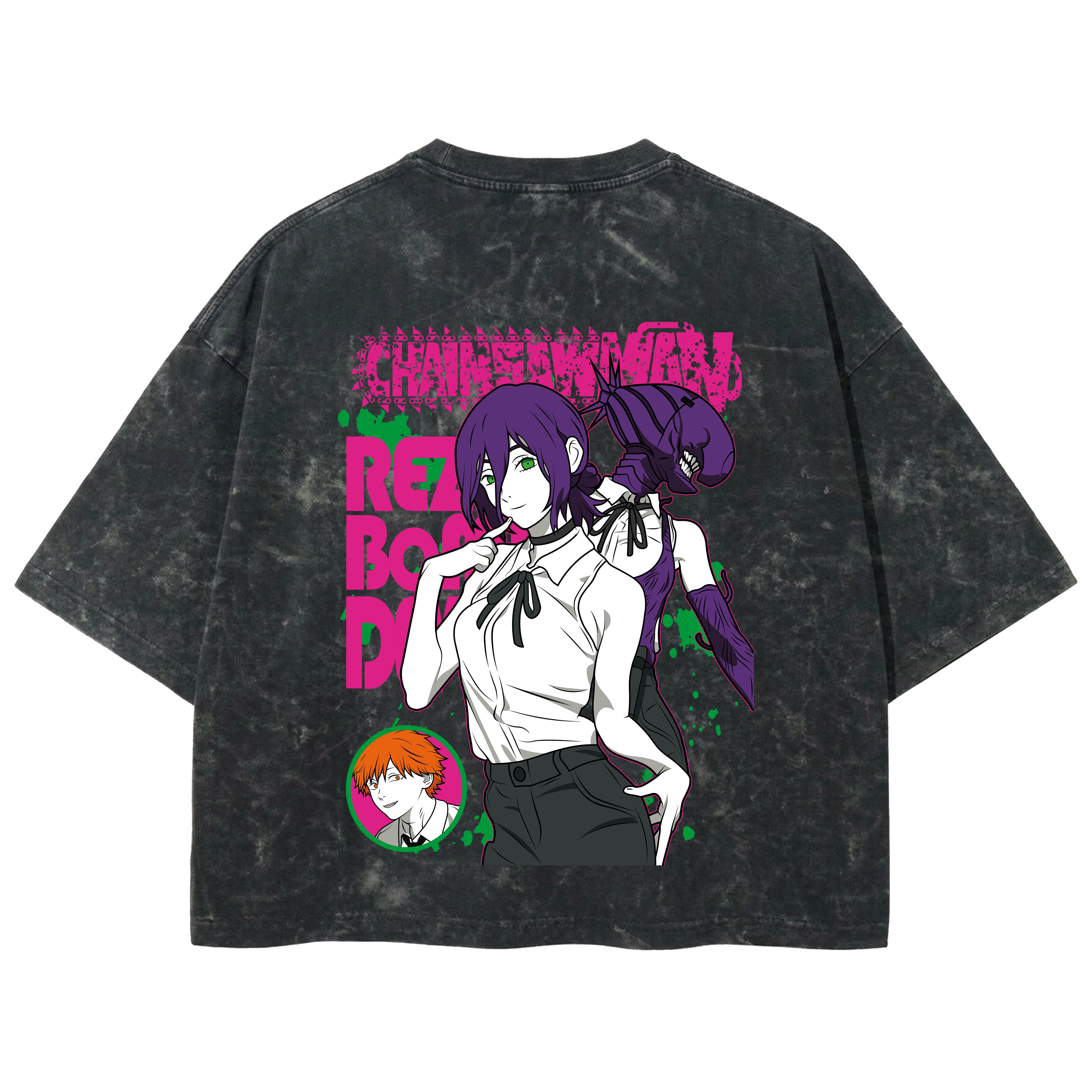 Playera streetwear premium de anime y gaming ExtraLife MX, corte boxy deluxe mineral wash heavyweight en color Acid Wash, moda urbana mexicana de culto.